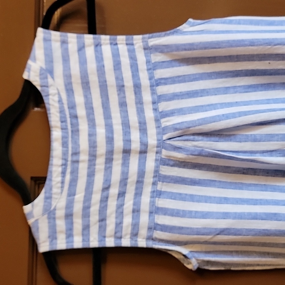 Nicole Miller-Linen blue & white striped v neck dress. XS. NWT - Picture 9 of 13